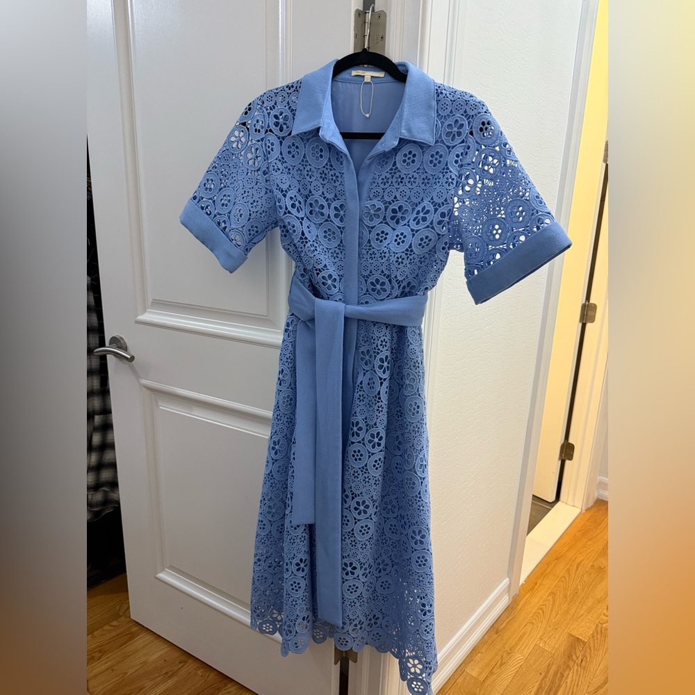 Maje light blue dress, very elegant. Sleeves to elbow size XS
